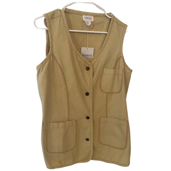 Light Yellow Women’s 3 Pocket Button Up Safari Style Vest Stretchy Cotton Sz M - Picture 1 of 10